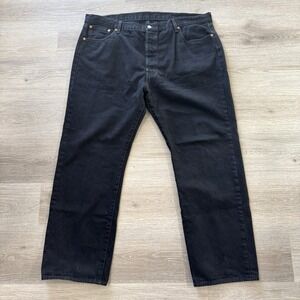 Levis 501 Black Straight Button Fly Mid Rise Denim Jeans Men's Size 44x31‎